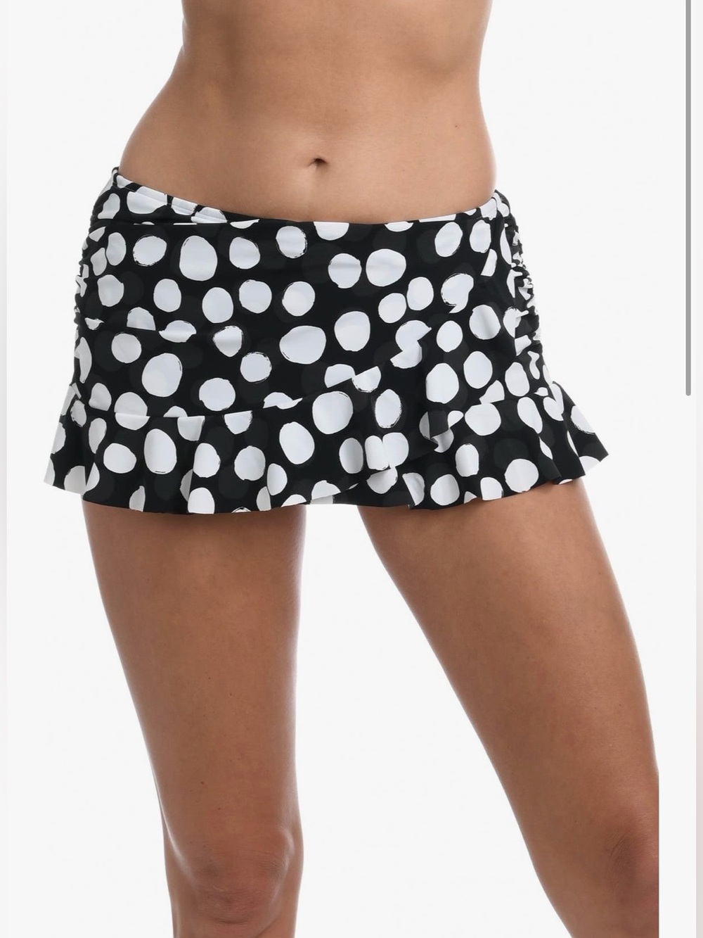 La Blanca Black and White Polka Dot Swimsuit Skirt, Size 10, NWT